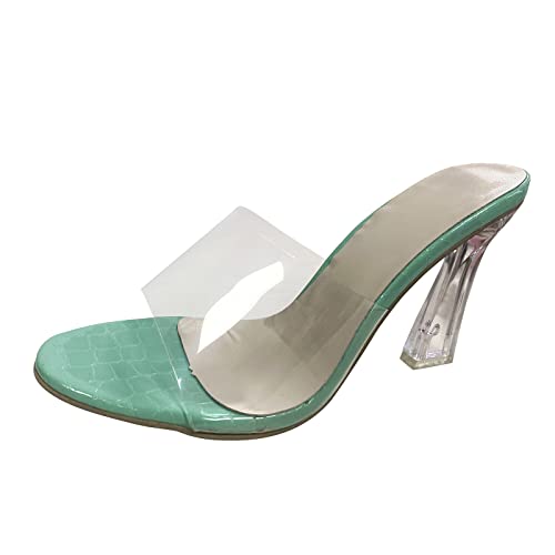 Sandales larges pour femme vertes en 38.5 avec pantoufles talon haut
