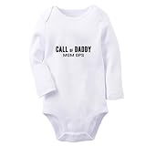 iDzn Babies Call of Daddy, Mom Ops Funny Rompers Newborn Baby Bodysuits Infant Jumpsuits Toddler Long One Piece Outfits Clothes, White, 6 12 maanden