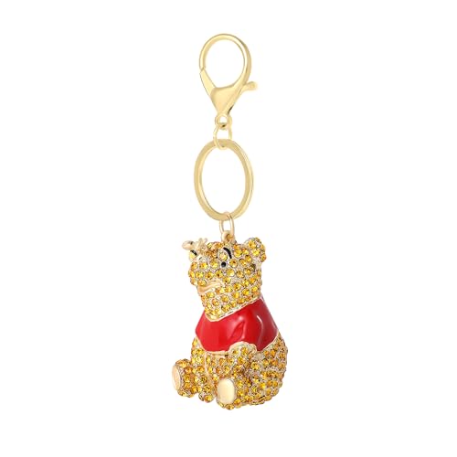 SALLY ROSE Winnie the Pooh Keychain Pave Crystal Official License, Pooh Charm Keychain, Bag and Purse Charm