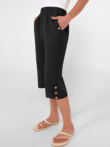 Image of ANRABESS Womens Wide Leg Capri Pants Elastic Waist Casual Loose Lounge Trousers 2026 Summer Flowy Beach Vacation Clothes