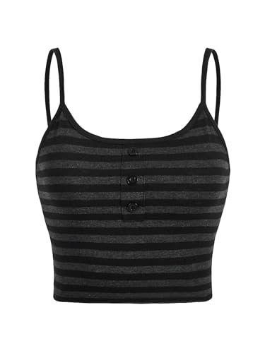 SOLY HUX Women's Y2K Crop Tops Goth Striped Sleeveless Spaghetti