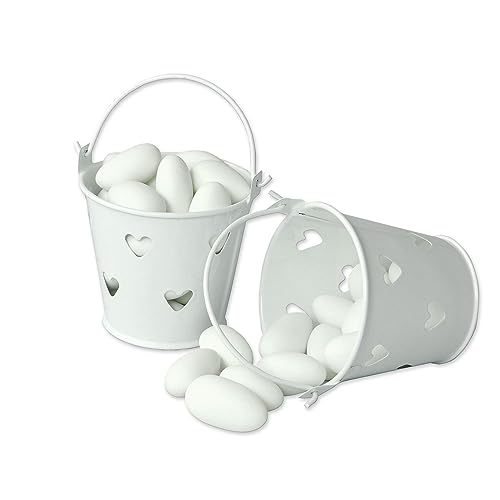 EinsSein 10x Seau d'amour Set Mini blanc boites carton boite cadeaux canetons decorer a dragees dentelle mariage dragee dragée dragee chocolat confettis fete bapteme...