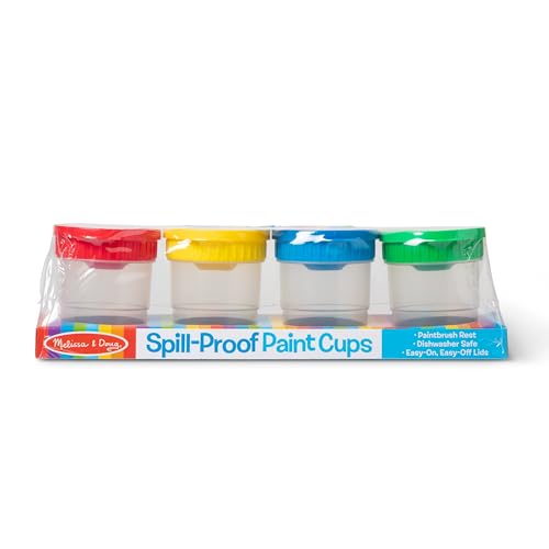 Melissa & Doug Spill-Proof Paint Cups - 4-Pack Airtight Seal Snap Lids