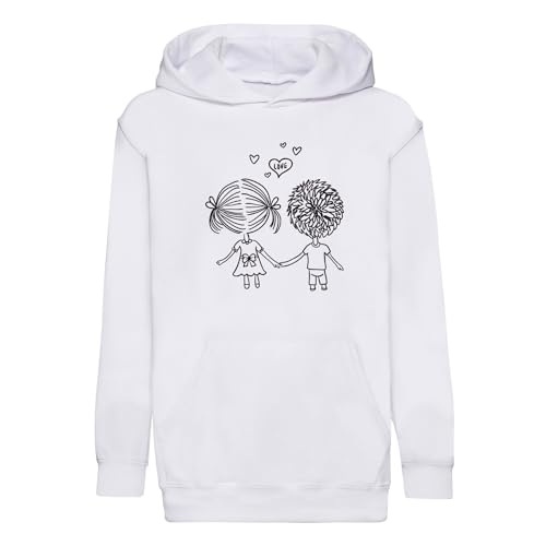 Sweat à capuche enfant Love couple main dans la main premium