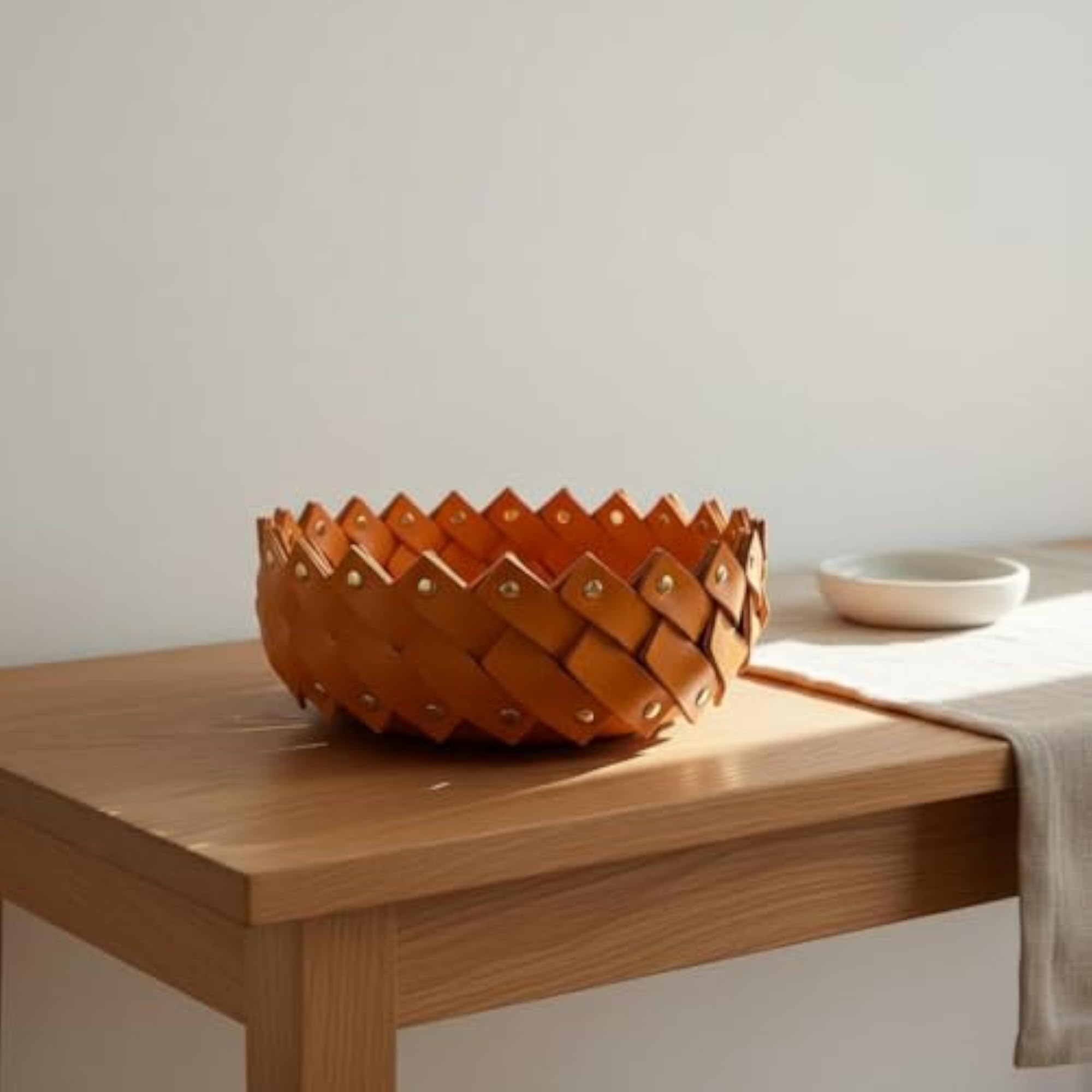 Handwoven Woven Leather Tray, Multi-Purpose Decorative