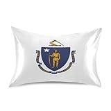 Federa per cuscino in seta per capelli e pelle, chiusura a busta, morbida, resistente alle pieghe, 1 pezzo, 50,8 x 76,2 cm, bandiera dello stato del Massachusetts