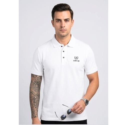 Image of SIDE UP Polo T Shirt for Man with Pocket, Polo T Shirts for Men, Summer Shirt with Collar, Half Sleeve, Cotton Blend, Light Weight, Comfotable Fit (Pack of 1) M to 3XL