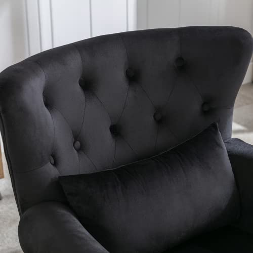 Sillón Plegable Terciopelo Negro miniatura 5