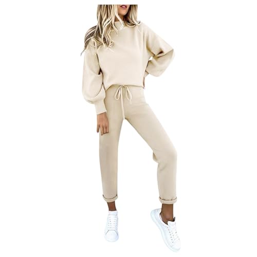 Tuta Donna Sportiva Completa Casual Girocollo Pullover Felpa Senza Cappuccio e Pantaloni Jogging Set Coordinati Abbigliamento Autunnale Invernale Morbida Comode Tute Da Casa Completi Palestra Fitness