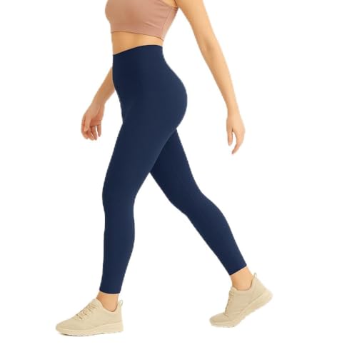 Suyamir Leggings Donna Vita Alta Made in Italy – Push Up Modellanti, Morbidi e Coprenti – Elasticizzati Traspiranti per Sport, Yoga, Fitness e Tempo Libero (IT, Testo, S, M, Blu Marino)