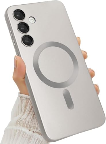 Image of DIZORO Samsung S25 Fe Case, Compatible with Mag Safe, Matte Luxury Metallic Luster Flexible TPU Wireless Charging Shockproof Case with Camera Protector Back Cover (Silver)