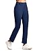 ISEEGZ Women's Fleece Lined Pants Golf Pant with Zipper Pockets Slim Stretch Dressy Travel Business Work Casual Slacks Navy Blue