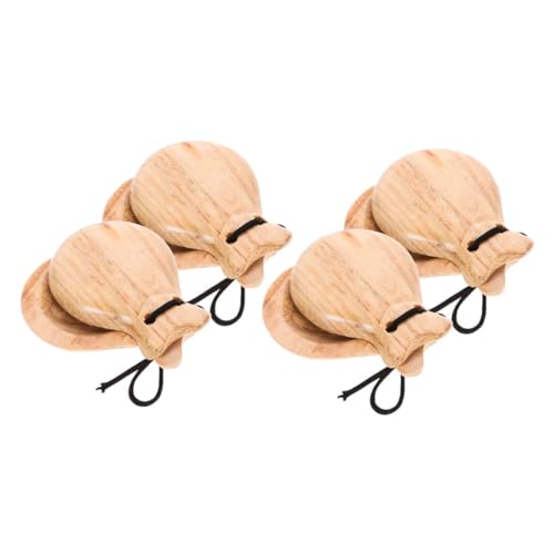 Kisangel 4pairs Wooden Castanets Finger Percussion Instruments Handheld Rhythm Toy for Adults Boys and Girls Teens