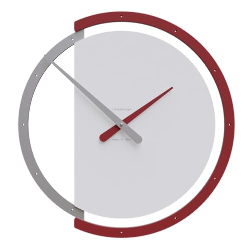 【 世界10カ国以上に愛される、イタリア製アート掛時計 】 ZAKI 掛け時計|三層構造が浮かび上がる現代デザイン CalleaDesign 全12色 静音 木製 壁掛け時計 (ルビー)