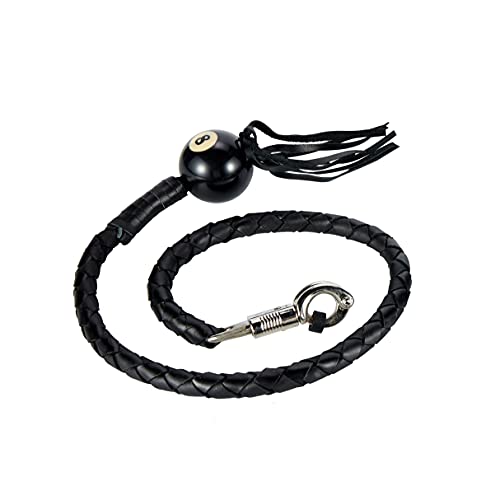 Leather Motorcycle Whip Get Back 1 Ball & Skulls 42" Handlebar Red