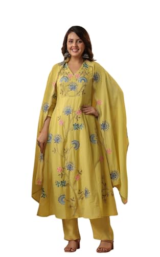 Ensemble kurta femme pour les fêtes d'été et célébrations de mariage robe jaune