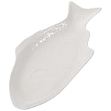 SHINEOFI Servierplatte in Fischform aus Keramik, Weiße Schale in Fischform für Zuhause Und Restaurant – 28 Cm Porzellanteller für Gäste Und Abendessen