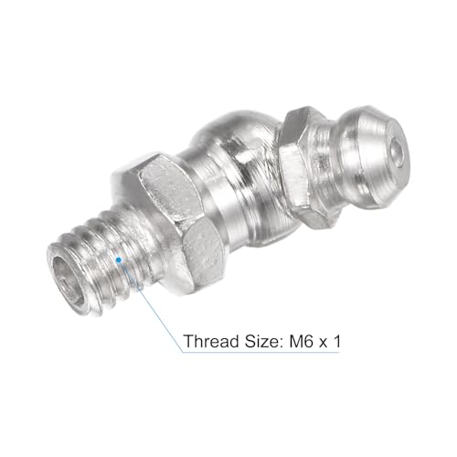 Image of uxcell Nickel-Plated Iron 45 Degree Grease Fitting M6 x 1mm Thread Hydraulic Grease Fitting Accessories, 40Pcs