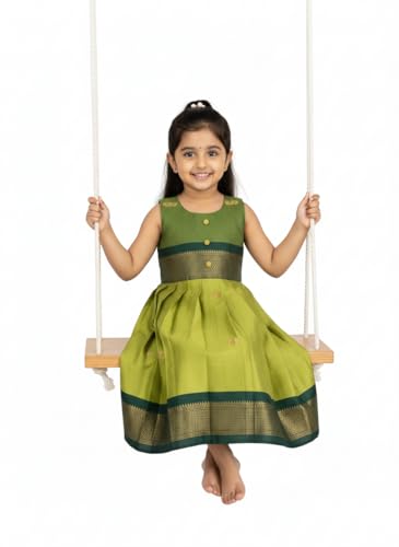 Image of Girls South Indian Traditional pattu Pavadai Tapeta Frock | South Indian Pattu Pavadai Ethnic Wear for Girl | Weddings & Festival