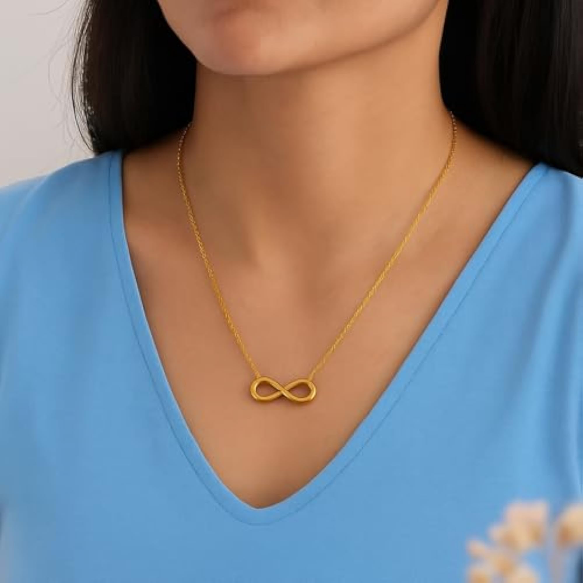 Anti Tarnish Infinity Pendant Necklace with Adjustable Chain