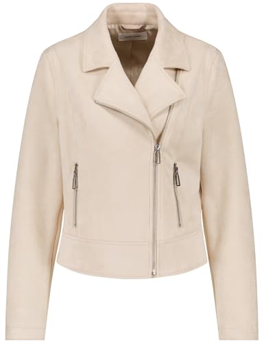 Gerry Weber Chaqueta de motorista con aspecto de terciopelo, manga larga, color liso, Concha, 46