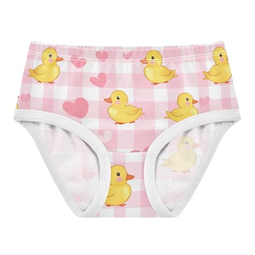 Wusikd Yellow Duck Girls' Underwear Cotton Heart Pink Buffalo Check Girls Briefs Soft Toddler Underwear 2T