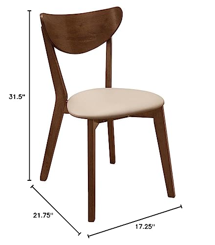 Coaster Home Furnishings 103062 Kersey Mid Century Modern Set Of 2 Wood Dining Side Chairs Curved Back Padded Tan Faux Leather Polyurethane Upholstered Seat Cushion Chestnut Brown 103062 thumb #2