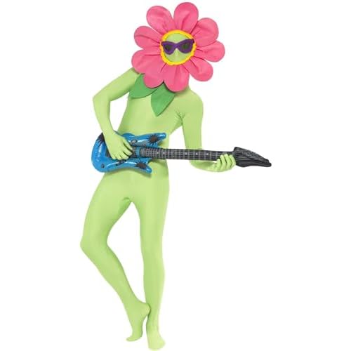 Smiffys Kit de flor bailando, verde, pieza para la cabeza con gafas y guitarra hinchable