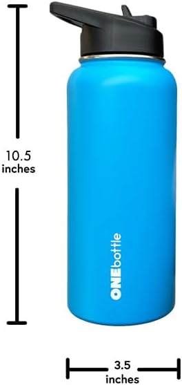 Miniatura 3 de Botella de agua con triple aislamiento, incluye 3 tapas (tapa con pajilla, boquilla, asa de mosquetón), a prueba de fugas, botella de agua de 32