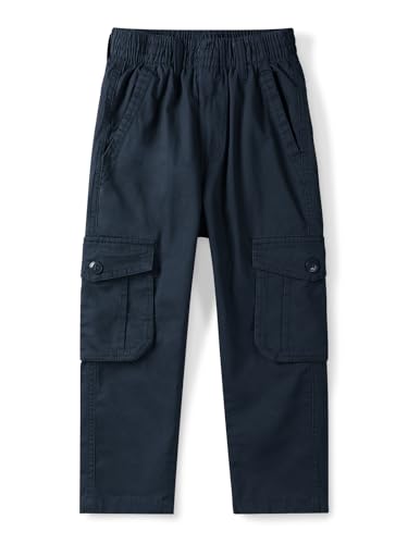 Men's&Boys Cargo Pants Elastic Waist Casual Relaxed Fit Hiking Pull on Jogging Stretch Trousers with Multi-Pockets