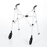 Able Life Space Saver Walker, Lightweight and Foldable Rolling Walker for Adults, Seniors, and Elderly, Compact Travel Walker with 6-inch Wheels and Ski Glides for Mobility Support, Vivid White