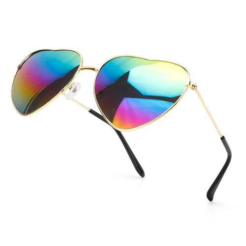 Valentines Sunglasses Heart Sunglasses for Women Rainbow Sunglasses Womens Trendy Sunglasses Pride Accessories Music Festival Outfits Country Concert Outfits Pride Outfits Music Festival Essentials