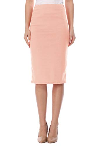 FashionJOA Women's High Waist Pencil Solid Knee Length Office Work Skirt