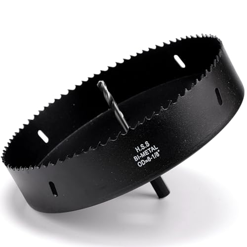 8 1/8 inch Hole Saw for Metal and Plywood, Bi-Metal Circular Wood Drill Bit Cutting 1.75” Deep with Hex Shank for Drywall, Fiberglass, Plasterboard, Acrylic and Sheet Steel by ITOOLFIRM - Used condition - US$17.70