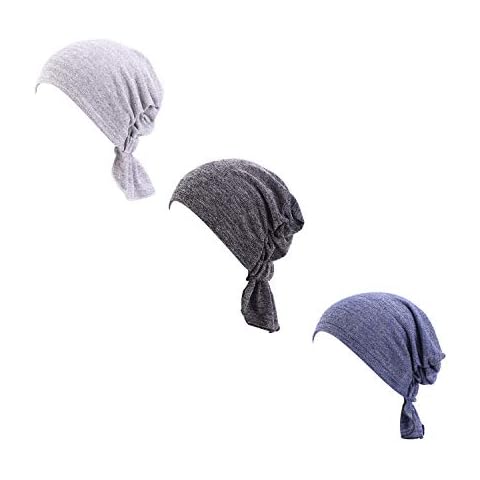 Ci-ONE Womens 3-Pack Cotton Knit Beanie Sleep Turban Hat Headwear for Cancer G Cover