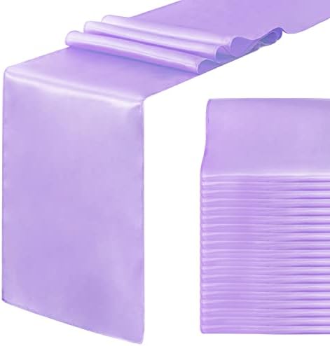 JEVIX 20 Pack Satin Table Runner 12 X 108 Inch Silk Table Runner for Party,Wedding, Birthday, Banquets,Decoration(Lavender)