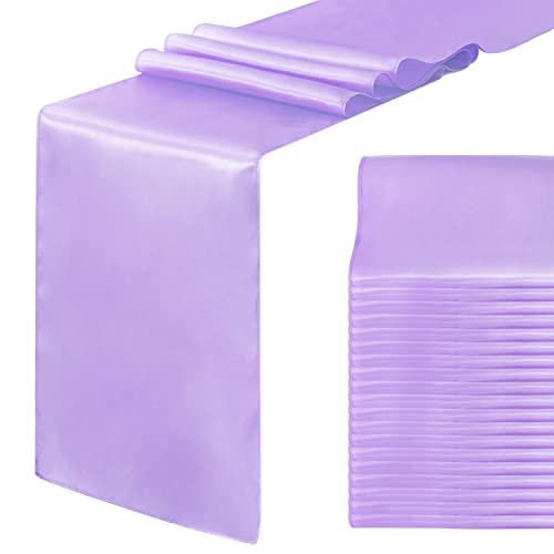 Jevix 20 Pack Satin Table Runner 12 X 108 Inch Silk Table Runner For Party,Wedding, Birthday, Banquets,Decoration(Lavender) #TOP3