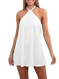 hibshaby Women's Glitter Sequin Dress Halter Neck Party Cocktail Sparkly Mini Dress Clubwear Silver