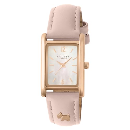 RADLEY Women's Rose Gold Plated Mother of Pearl Pink Leather Strap Analogue Quartz Watch RY21724