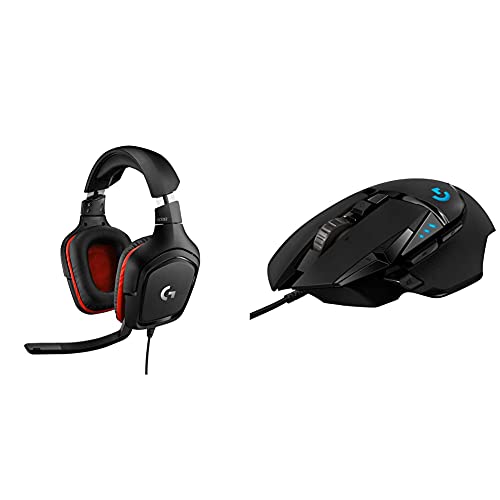 Logitech G332 Wired Gaming Headset, Lightweight for PC,Nintendo Switch, Black Logitech G502 Hero High Performance Wired Gaming Mouse, Hero 25K Sensor, 25,600 DPI, RGB, Adjustable Weights, PC/Mac
