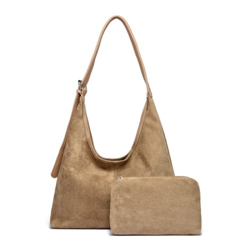 WSXQAZ Bolso de Mano de Ante Caqui Mujer, Bolso de Hombro Holgado Hobo WSXQAZ Bolso de Mano de Ante Caqui Mujer, Bolso de Hombro Holgado Hobo