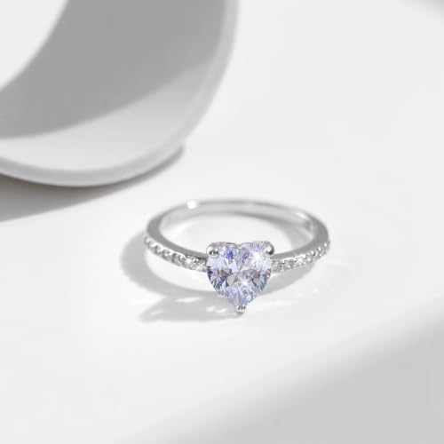 1pc 1CT Heart Shape White Zircons Rings For Women Party Engagement Wear Sterling Silver Ring Fine Jewelry For Anniversary Birthday Gift