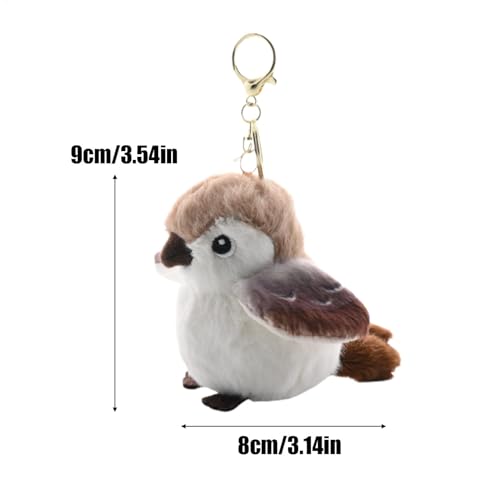 LearnLyrics Kuscheltier-Schlüsselanhänger, Süßes Vogelspielzeug - Realistischer Plüsch-Spatz-Schlüsselanhänger,Gefüllte Vogelspielzeuge, Tragbares Geldbörsenzubehör Für Schultaschen