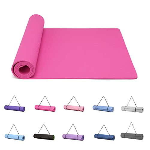 Good Nite yogamatta träningsmattor träning pilates fitnessmatta för kvinnor män halkfri tjock 6 mm hög densitet gymnastikmattor med bärrem Tpe...