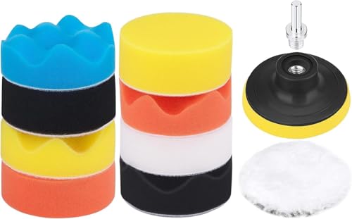Image of 3 Inch Drill Buffing Pad, 11 Pcs Car Foam Polishing Pads Kit, Drill Buffer Polisher Attachment Buffing Kit for Car Polishing, Waxing, Sealing Glaze