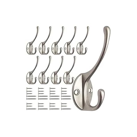 GlazieVault Satin Nickel Heavy Duty Coat Hooks Cover