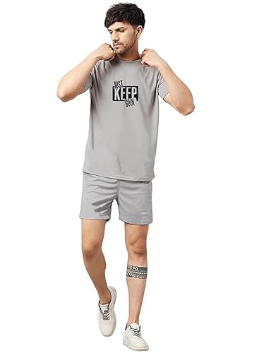 Image of ELLITI Cotton Blend Casual Round Neck Printed T-Shirt and Shorts Set, Men's Pyjama Co-Ord Set, Sleepwear & Loungewear, Summer Night Wear, Night Suit, Night Dress,Beach Weaver Suit For Men.