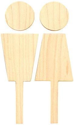 Hacoa H190 Modest Sign to Locate Restroom with Simplified Icon, Wooden Symbol for a Rest Room (Maple)