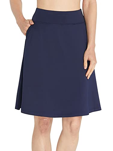 slimour Damen Knielang Active Rock mit Taschen Seitenschlitz Rock mit Hose Drunter Athletic Skort 2 In 1 Workout Laufen Rock mit Shorts Bescheiden Golf Rock Tennisrock Freizeit Rock-Navy-XL thumbnail