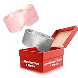 Weighted Eye Mask Mystery Box - 1 Piece Only, Silk Sleep Mask for Side Sleepers, Adjustable Buckle, Light Blocking, with Storage Pouch, Ideal for Travel & Sleep, Random Color (Pink/Gray)